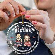 Christmas We Are More Than Bestie - Personalized Circle Glass Ornament