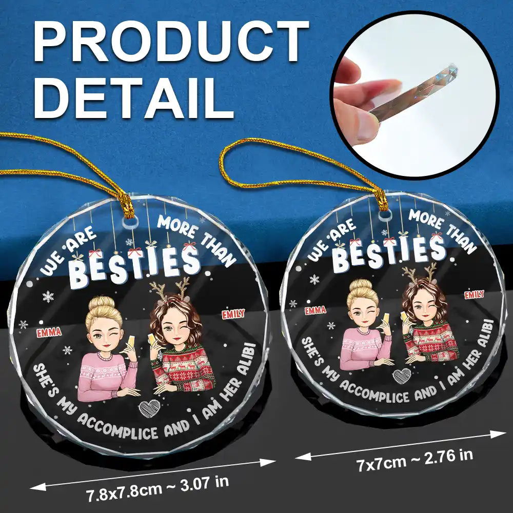 Christmas We Are More Than Bestie - Personalized Circle Glass Ornament