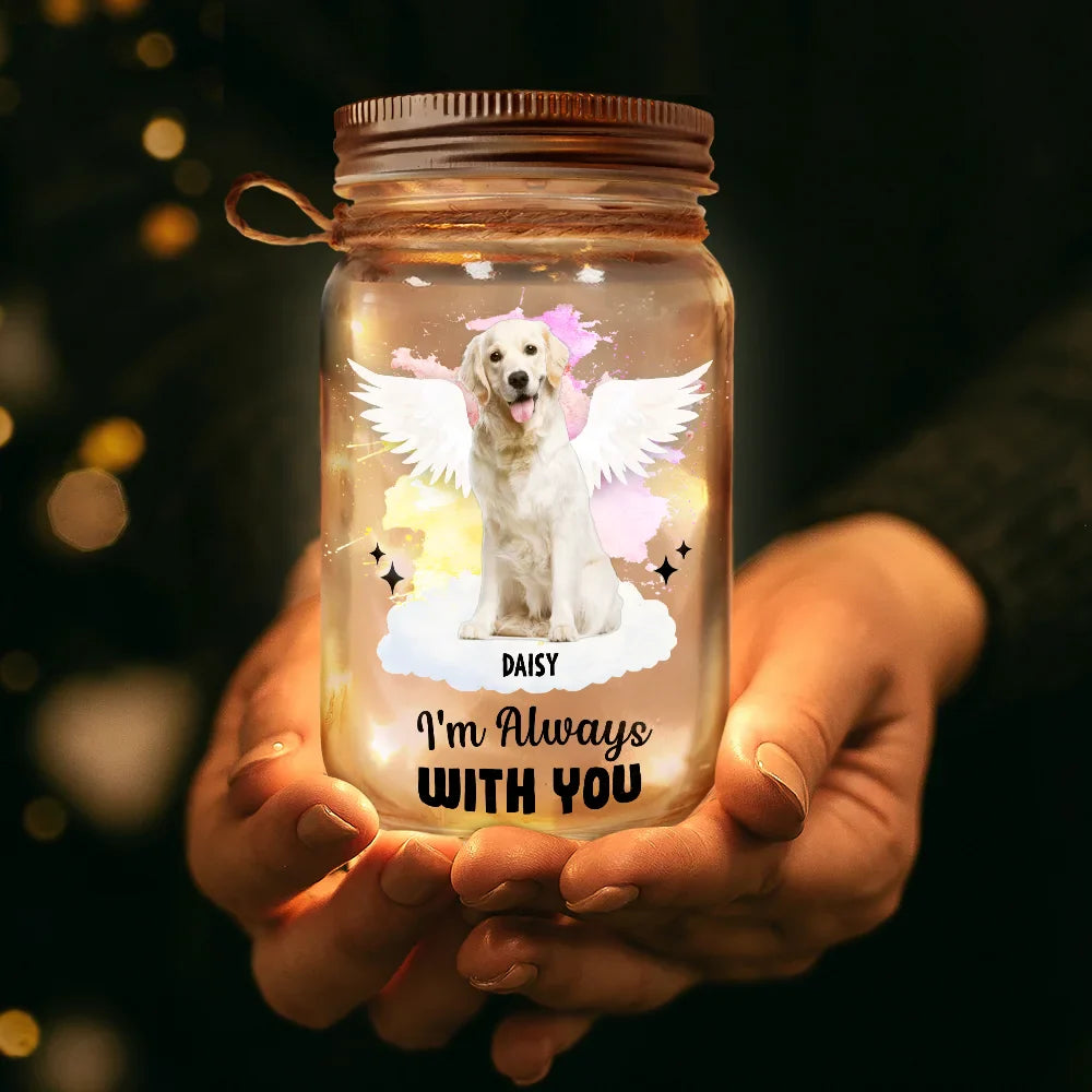 Memorial, Pet Lovers - Custom Photo Your Light Will Always Shine In My Heart - Personalized Mason Jar Light