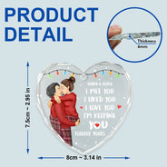 Christmas,Gift For Couples,Gift For Husband,Gift For Wife,Gift For Boyfriend,Gift For Girlfriend,Happy - Christmas Couple Kissing Forever Yours - Personalized Heart Shaped Glass Ornament