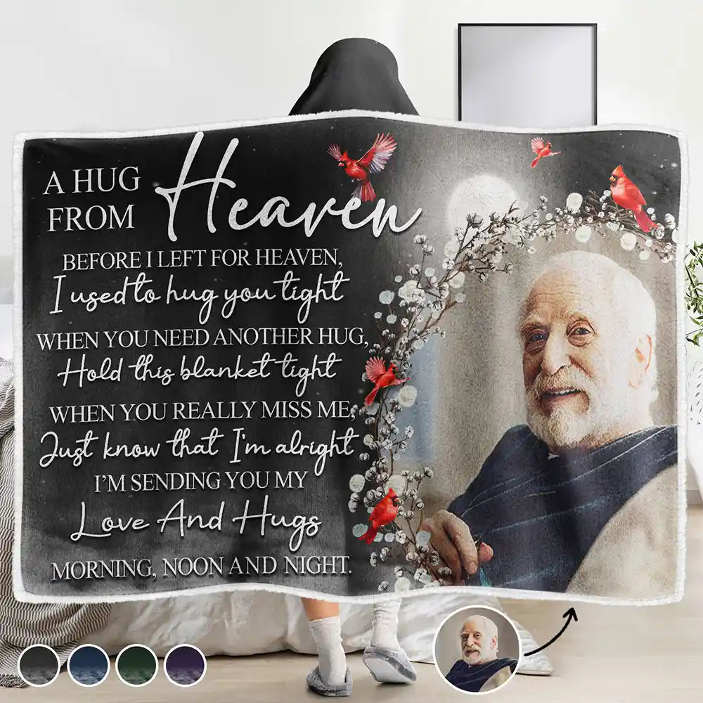 Custom Photo I'm Sending You My Love And Hugs - Personalized Wearable Hooded Blanket