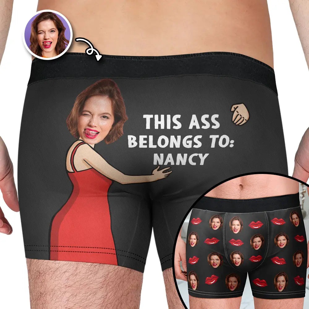 Gift For Couples, Gift For Husband, Gift For Boyfriend - Custom Photo This Belongs To - Personalized Men's Boxer Briefs
