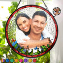 Gift For Couples,Gift For Husband,Gift For Wife,Gift For Boyfriend,Gift For Girlfriend,Gift For Mother,Gift For Father,Family,Gift For Bestie,Love - Custom Photo Watercolor Couple Family Besties - Personalized Stained Glass Window Hanging Suncatcher