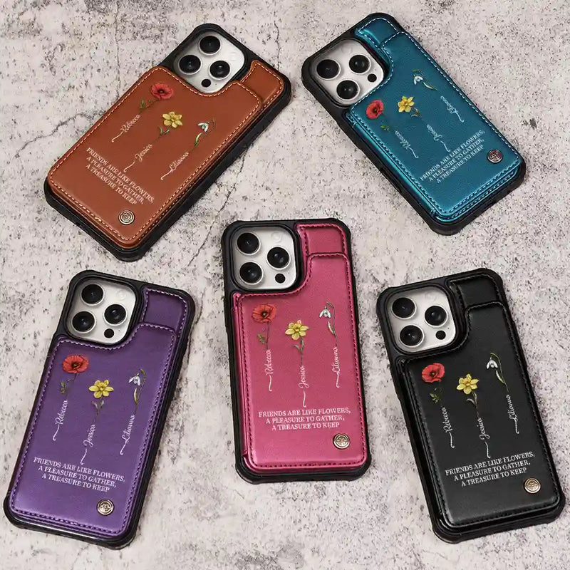 Gift For Bestie,Happy - It Takes A Long Time To Grow An Old Friend - Personalized Leather Flip Wallet Phone Case