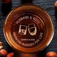 Gift For Couples,Gift For Husband,Gift For Wife,Gift For Boyfriend,Gift For Girlfriend - Husband & Wife Drinking Buddies For Life - Personalized Engraved Whiskey Glass