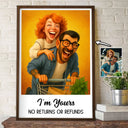 Gift For Wife,Gift For Husband,Gift For Couples,Gift For Girlfriend,Gift For Boyfriend,Funny,Family,Gift For Sibling - Custom Photo Caricature Funny Couple Family I'm Yours No Returns - Personalized Poster