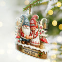 Christmas,Gift For Couples,Old Couples,Gift For Husband,Gift For Wife,Happy - 3D Effect Gnome Couple Growing Old Together - Personalized Custom Shaped Acrylic Ornament
