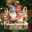 Christmas,Gift For Couples,Old Couples,Gift For Husband,Gift For Wife,Happy - 3D Effect Gnome Couple Growing Old Together - Personalized Custom Shaped Acrylic Ornament