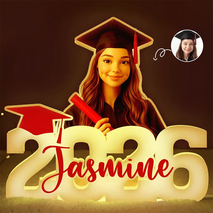 Custom Photo Cartoon Portrait Congrats Graduate - Personalized Custom Shaped Light Box