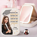 Gift For Yourself,Gift For Women,Gift For Daughter,Gift For Sisters,Gift For Bestie,Graduation,Photo - Cartoon Full Portrait,Proud - Custom Photo Cartoon Portrait Behind You All Memories - Personalized Makeup Box With LED Mirror
