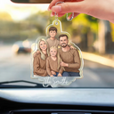 Custom Photo,Art Design,Family,Adorable,Photo - Semi Realistic Portrait - Custom Photo Semi Realistic Portrait Family Couple Pet Lovers Portrait - Personalized Acrylic Car Hanger