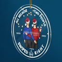 Christmas Couple All Because Swiped Right - Gift For Couples - Personalized Circle Acrylic Ornament