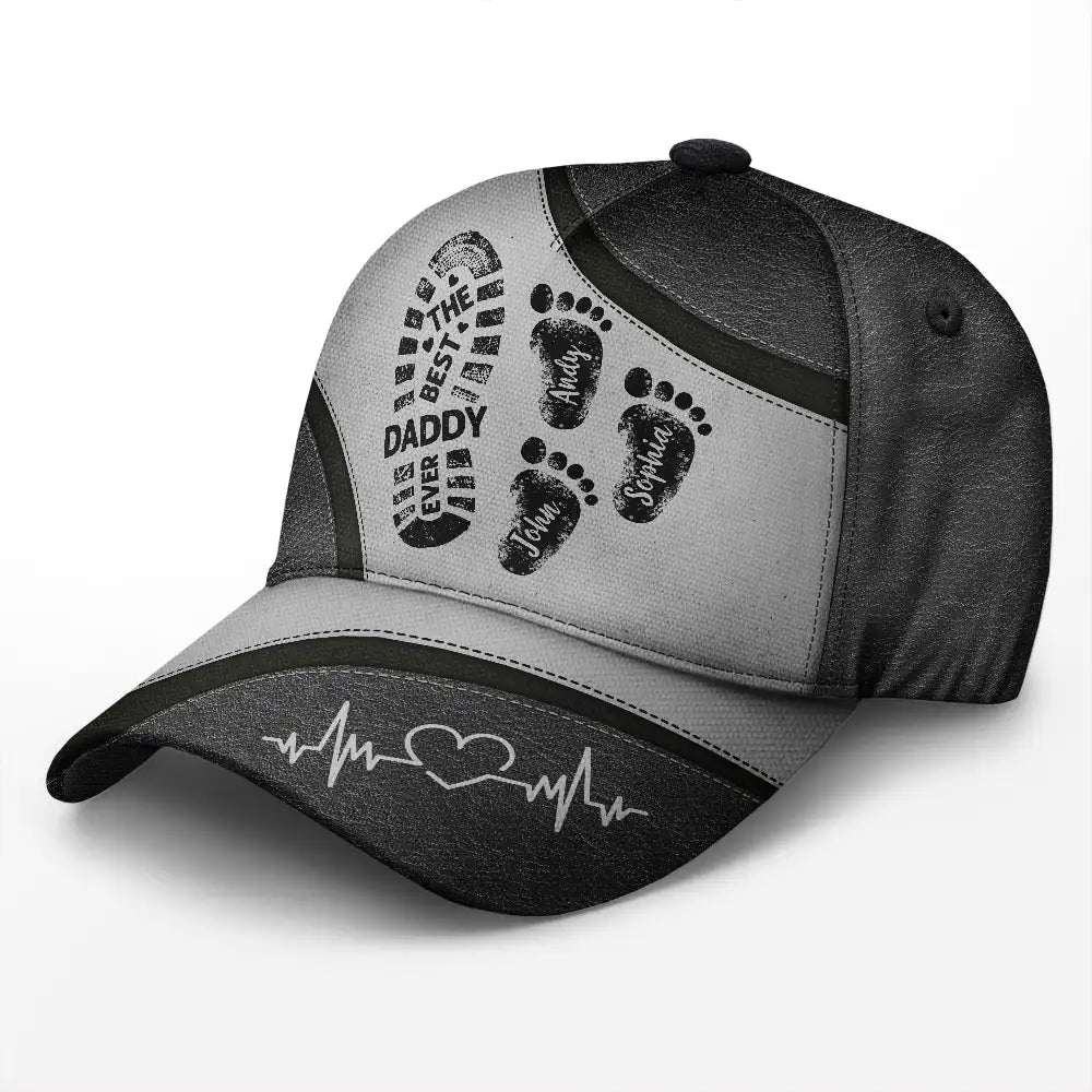 The Best Dad Grandpa Ever Footprints - Personalized Classic Cap
