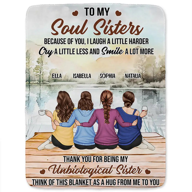 Gift For Bestie,Love - Because Of You I Laugh A Little Harder - Personalized Fleece Blanket, Sherpa Blanket
