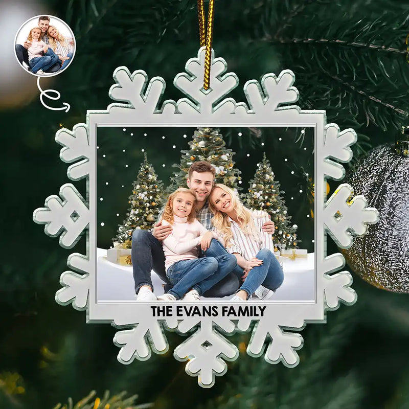 Family - Custom Photo Family Snowflakes - Personalized Custom Shaped Acrylic Ornament