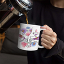 Gift For Grandma, Gift For Mother, Love, Happy - Hand In Hand Birth Flower Grandma Mom - Personalized White Edge-to-Edge Mug