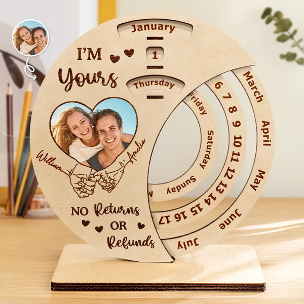 Christmas, Gift For Couples, Happy - Hand In Hand Forever And Always - Personalized Spinning Perpetual Desk Calendar