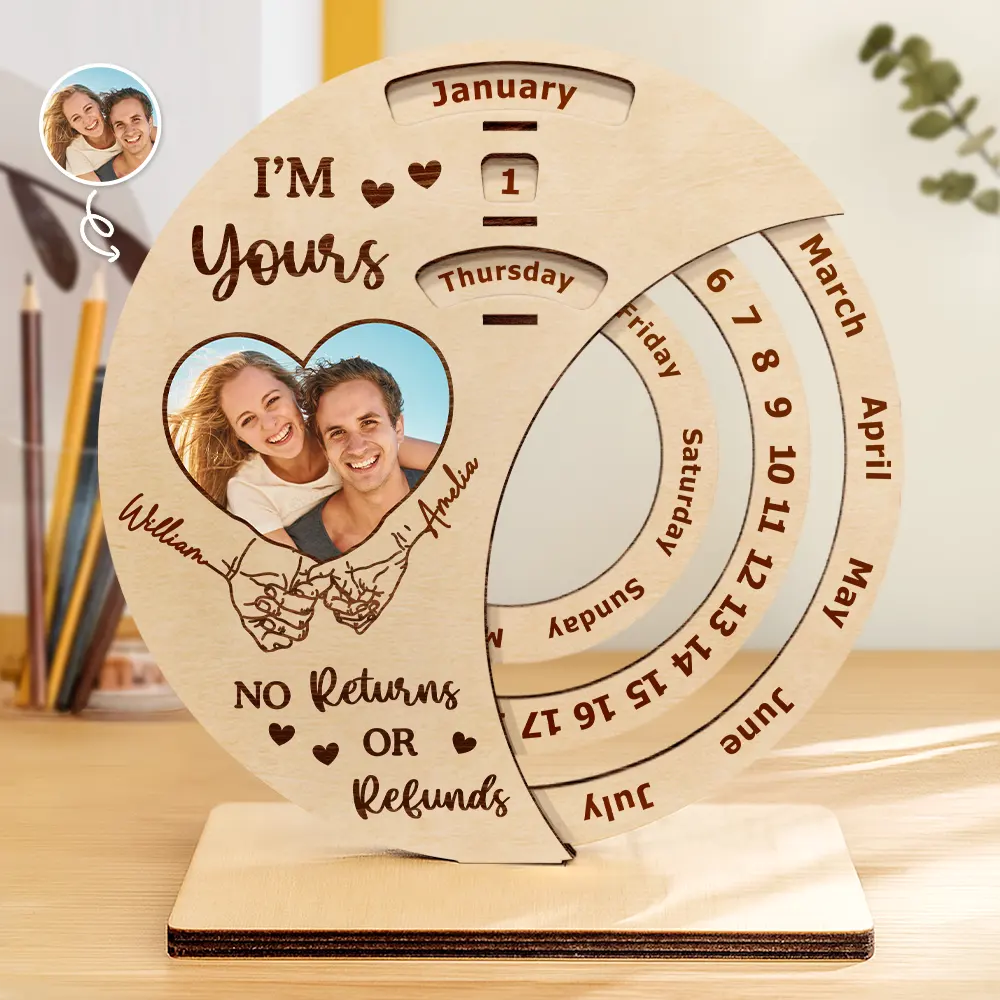 Custom Photo Hand In Hand Forever And Always - Personalized Spinning Perpetual Desk Calendar