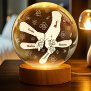 Gift For Mother,Gift For Grandma,Happy,Gift For Kids - Hand In Hand I Will Always Protect You - Personalized Crystal Globe Lamp