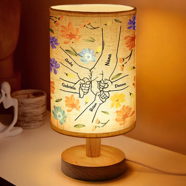 Gift For Grandma,Gift For Mother,Gift For Wife,Happy - Hand In Hand Will Always Protect You Mom Nana - Personalized Fabric Lamp