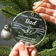 Christmas, Gift For Brothers, Gift For Sibling, Funny - Hand Punch Thanks For Being My Brother - Personalized Circle Glass Ornament