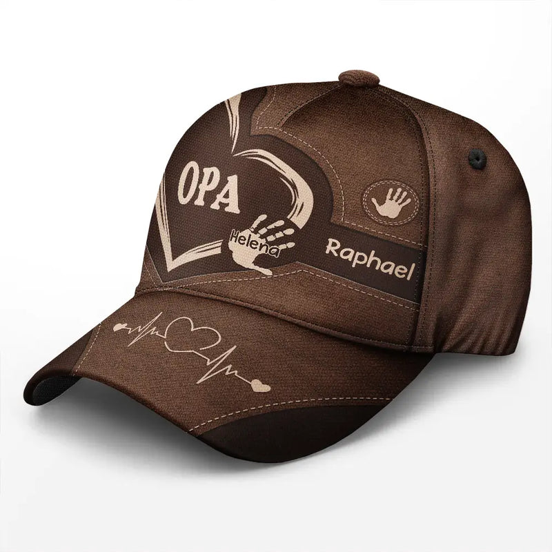Gift For Yourself,Gift For Women,Gift For Men,Gift For Mother,Gift For Uncle,Gift For Aunt,Gift For Father,Gift For Grandma,Gift For Grandpa,Love,German - Handabdrücke Von Opa Papa Und Kindern - Personalisierte Klassische Kappe