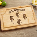 Gift For Husband,Gift For Men,Gift For Yourself,Gift For Grandpa,Gift For Father,Happy,Cooking - Handprints Best Dad Grandpa Papa Ever - Personalized Wooden Cutting Board