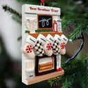 Love,Christmas,Gift For Bestie,Gifts For Colleagues - Hanging Socks Cozy Fireplace Family Friend Team - Personalized Embossed Ceramic Ornament
