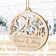 Wedding Anniversary,Gift For Couples,Gift For Husband,Gift For Wife,Happy - Happy 25th Anniversary - Personalized Custom Shaped Wooden Ornament