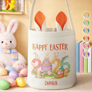 Easter,Non-Eng,Gift For Kids,Gift For Grandkids,Grandma - Grandkids,Grandpa - Grandkids,Dad - Children,Mom - Children,Happy - Happy Easter - Personalized Bunny Ears Bucket Bag