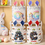 Gift For Kids,Grandma - Grandkids,Gift For Grandkids,Dad - Children,Mom - Children,Easter,Happy - Happy Easter Unicorn Alphabet - Personalized Bunny Ears Bucket Bag
