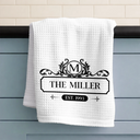 Happy, Gift For Couples, Gift For Wife, Parents, Gift For Mother, Family, Gift For Grandma - Happy Family Monogram - Personalized Kitchen Towel