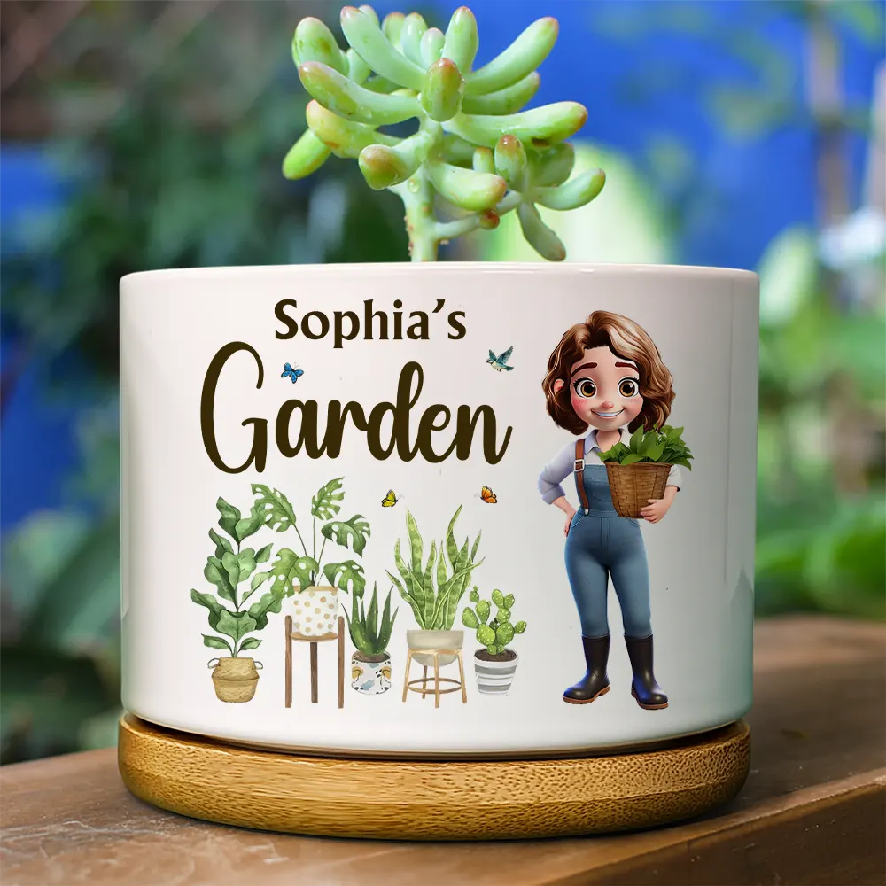 Gift For Yourself,Gift For Women,Gift For Men,Gardening,Happy,Gift For Wife,Gift For Mother,Gift For Grandma - Happy Garden - Personalized Ceramic Plant Pot
