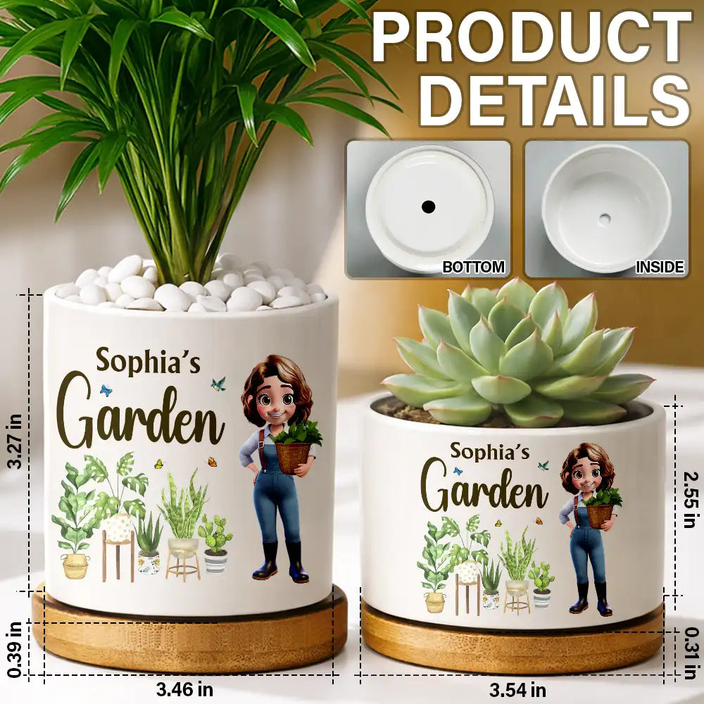 Gift For Yourself,Gift For Women,Gift For Men,Gardening,Happy,Gift For Wife,Gift For Mother,Gift For Grandma - Happy Garden - Personalized Ceramic Plant Pot