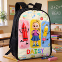 Adorable,Back To School,Gift For Kids,Vector - Happy Kid With School Supplies - Personalized Kids Backpack