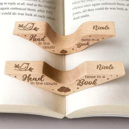 Head In The Clouds Nose In A Book - Personalized Thumb Page Holder