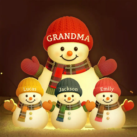 Heartwarming Snowman Grandma Grandkids - Personalized Custom Shaped Light Box