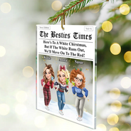 Funny, Gift For Bestie, Christmas - Here's To A White Christmas - Personalized Custom Shaped Acrylic Ornament