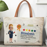 Teacher,Back To School - Highly Recommended Teacher - Personalized Leather Handle Tote Bag