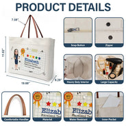 Teacher,Back To School - Highly Recommended Teacher - Personalized Leather Handle Tote Bag