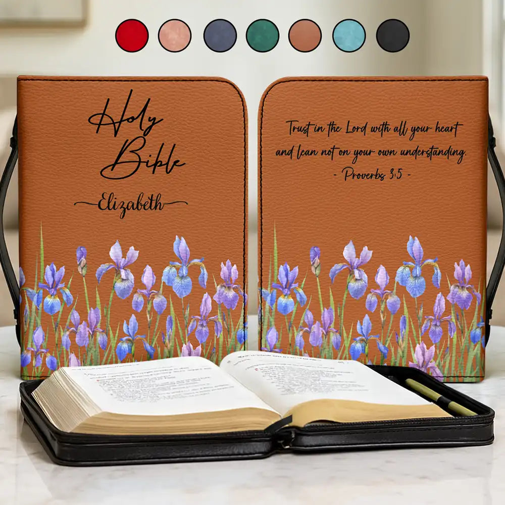 Holy Bible With Birth Month Flower Garden - Personalized Bible Cover
