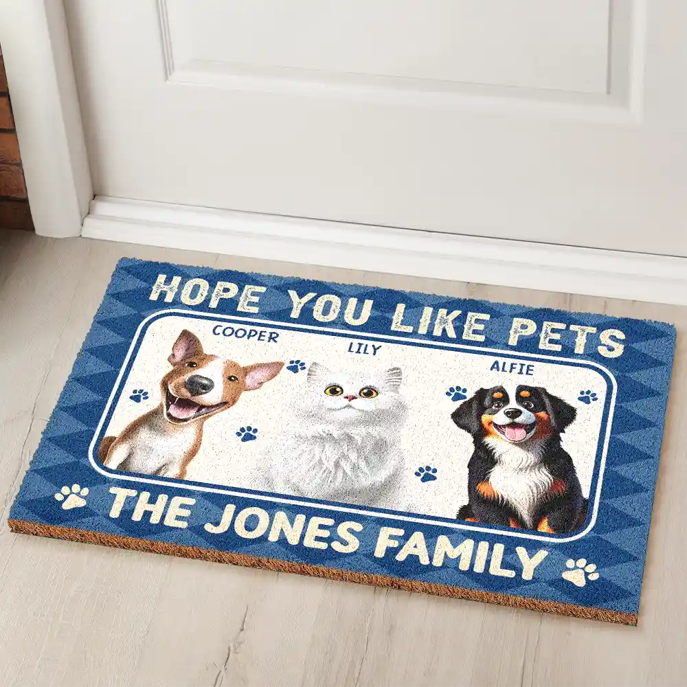 Pet Lovers,Pet Mom,Pet Dad,Dog Lovers,Dog Mom,Dog Dad,Cat Lovers,Cat Mom,Cat Dad,Family,Happy - Hope You You Like Pets 3D Effect - Personalized Coconut Doormat