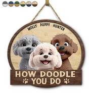 Dog Lovers,Dog Mom,Dog Dad,Happy - How Doodle You Do - Personalized Custom Shaped Wood Sign