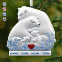 Family, Gift For Couples, Love, Christmas -   Hugging Bear Family Flower Painting Art - Personalized Embossed Ceramic Ornament