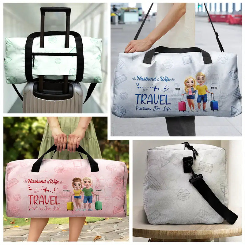 Gift For Couples, Gift For Husband, Gift For Wife, Gift For Men, Gift For Women, Travel, Love - Husband And Wife Travel Partners For Life - Personalized Duffle Bag