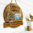 Camping,Campsite,Couple's Hobby,Happy,Gift For Couples,Gift For Husband,Gift For Wife - Husband & Wife Camping Partners For Life Couple - Personalized Custom Shaped Wood Sign
