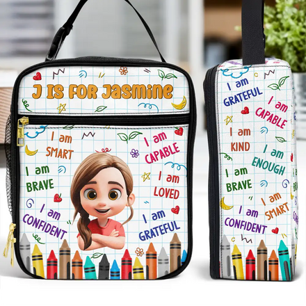 I Am Kind I Am Capable - Personalized Kids Lunch Bag