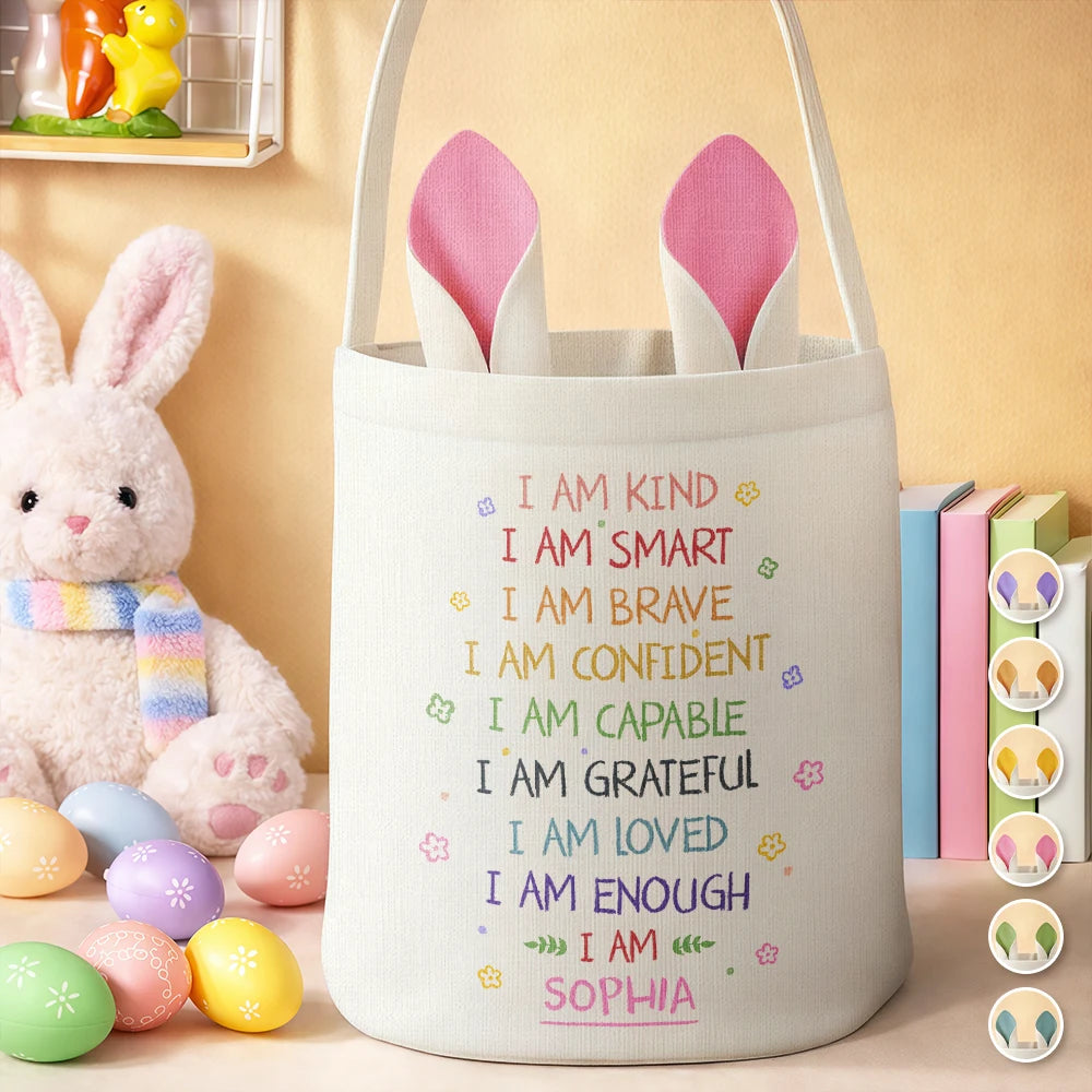I Am Kind I Am Smart - Personalized Bunny Ears Bucket Bag