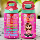 Gift For Kids,Gift For Grandkids,Grandpa - Grandkids,Grandma - Grandkids,Happy - I Am Kind I Am Smart - Personalized Kids Water Bottle With Straw