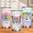 Back To School, Gift For Kids, Adorable, Vector - I Am Smart Kind Brave Butterfly - Personalized Tumbler